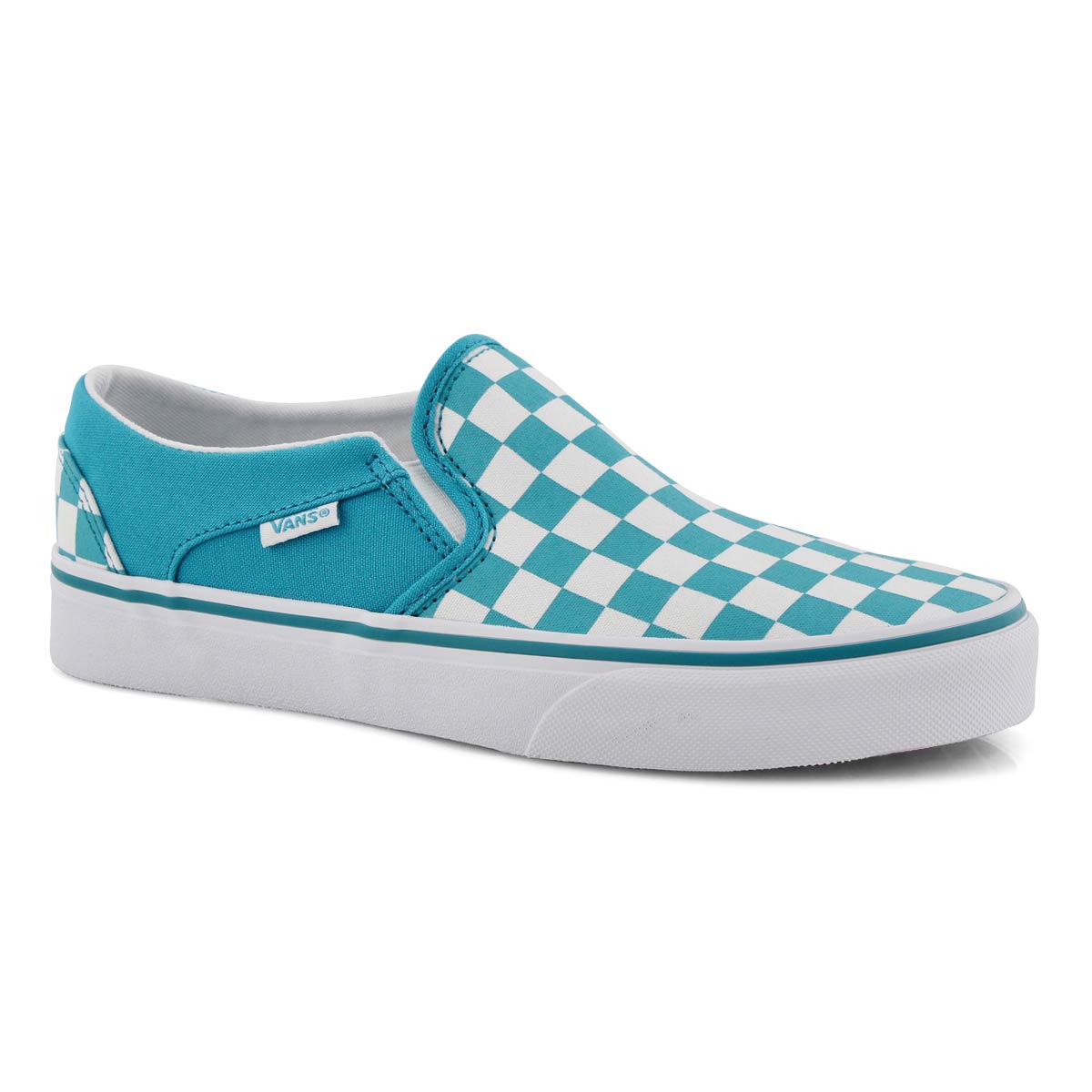 teal vans checkered