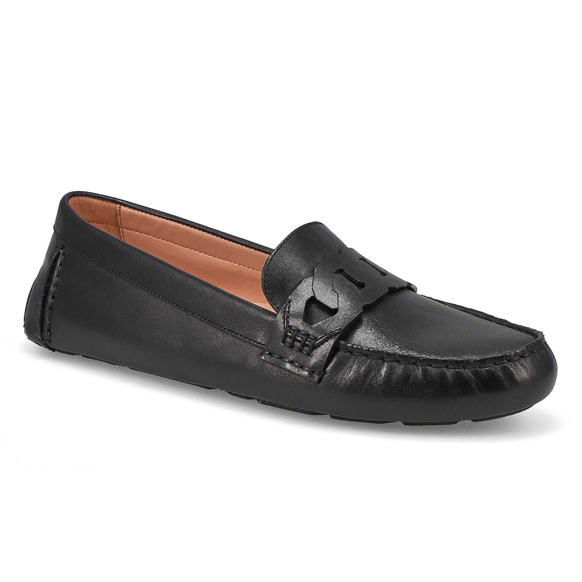 Womens Evelyn Chain Driver Casual Loafers - Black