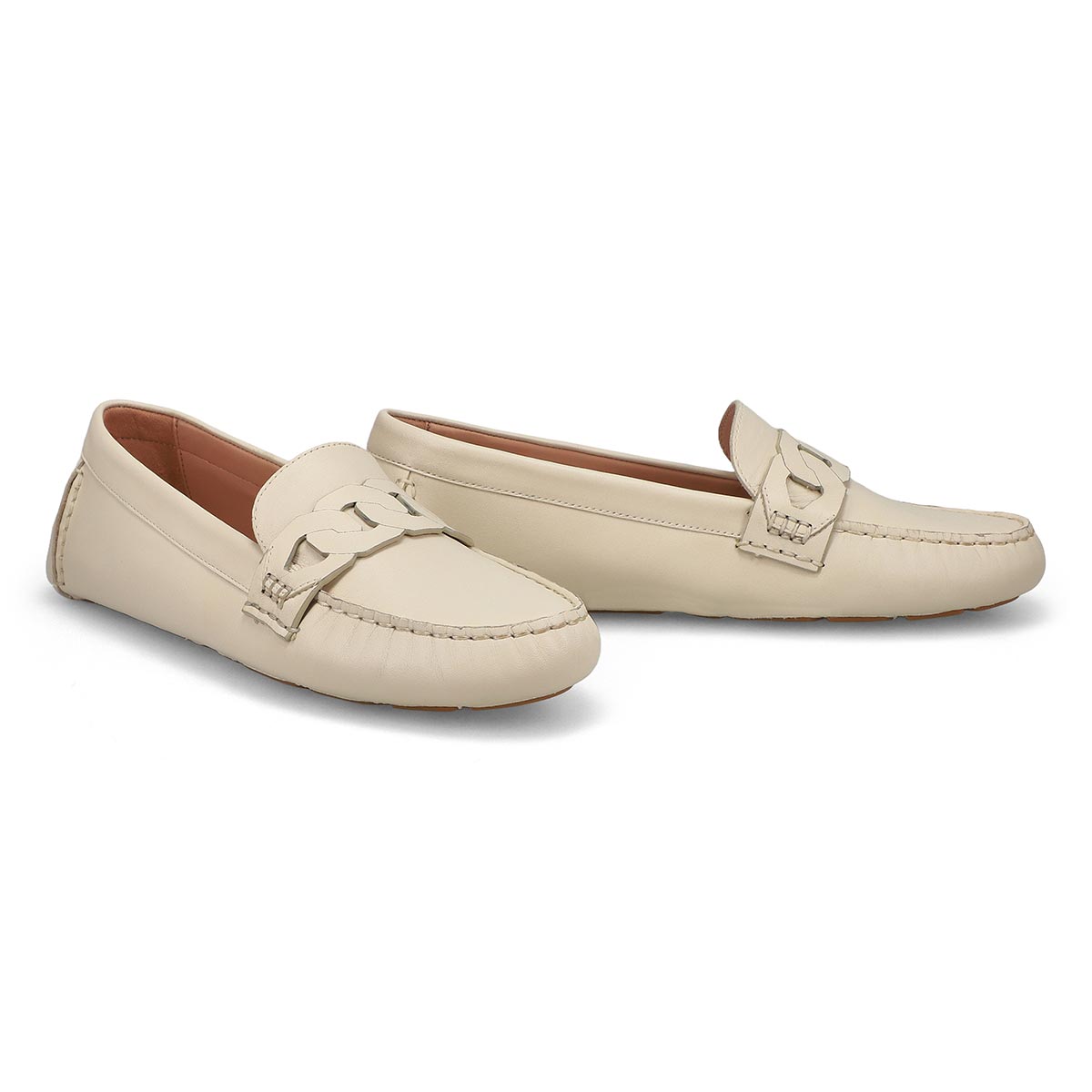 Womens  Evelyn Chain Driver Casual Loafers - Ivory