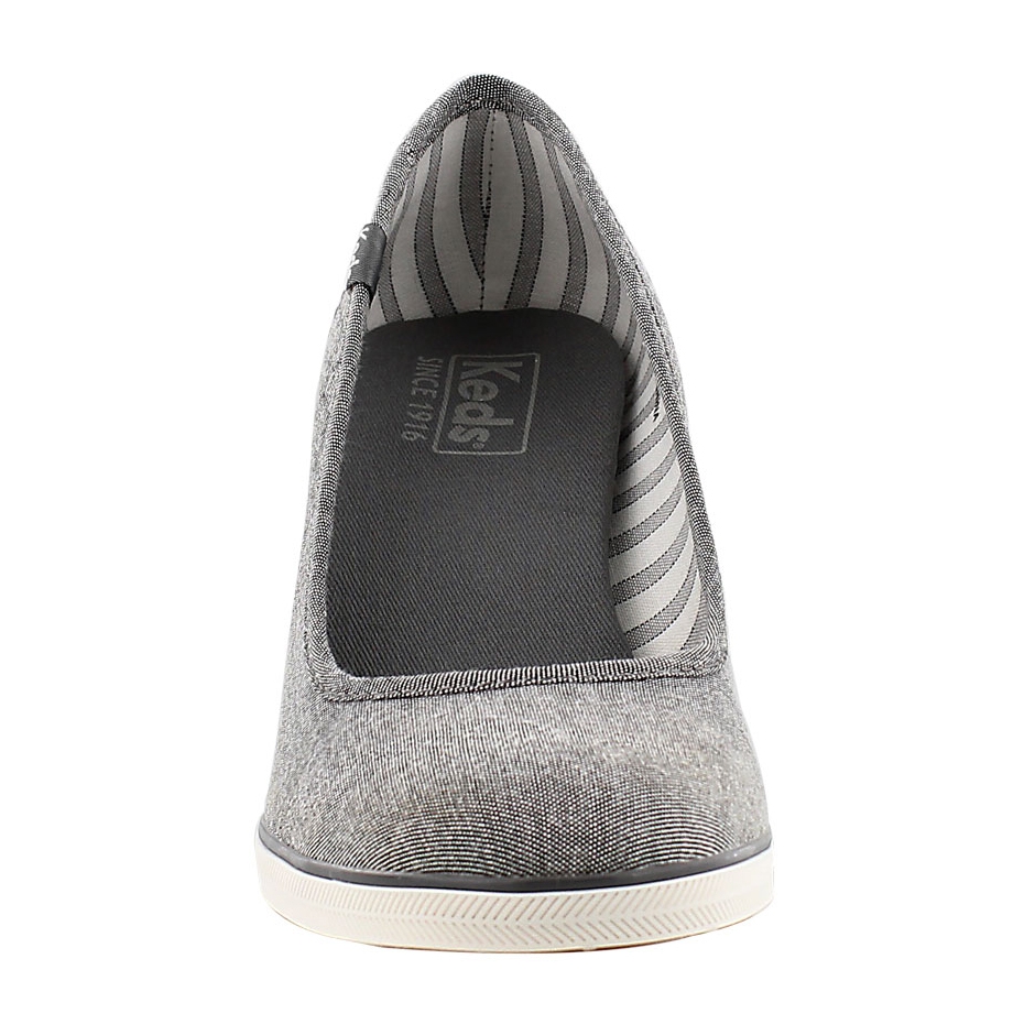 Lds Damsel pewter chambray wedge