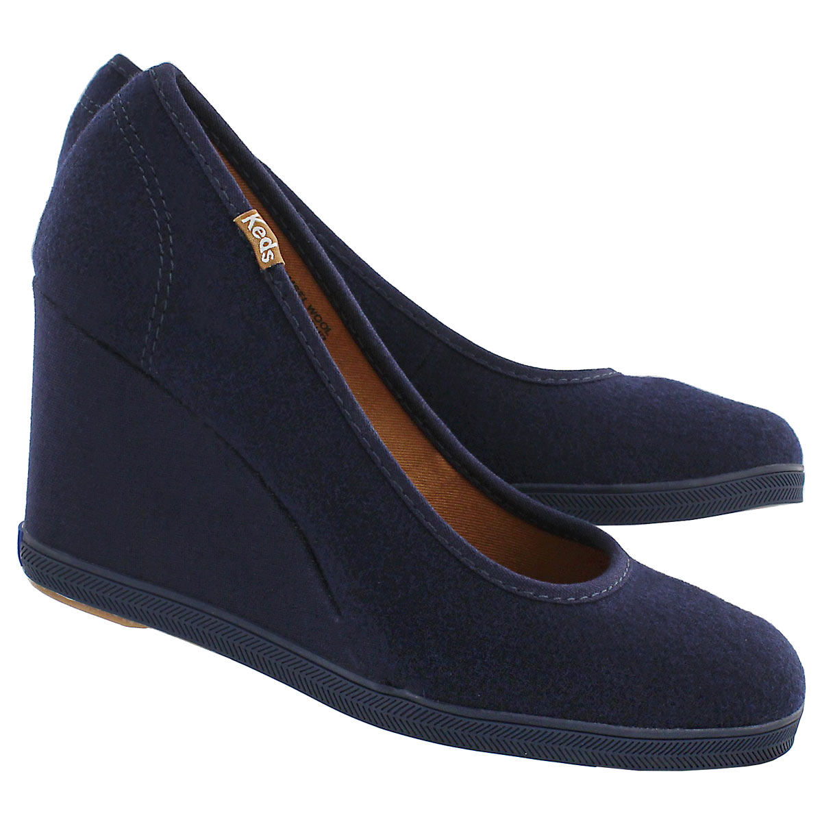 Lds Damsel Wool navy wedge