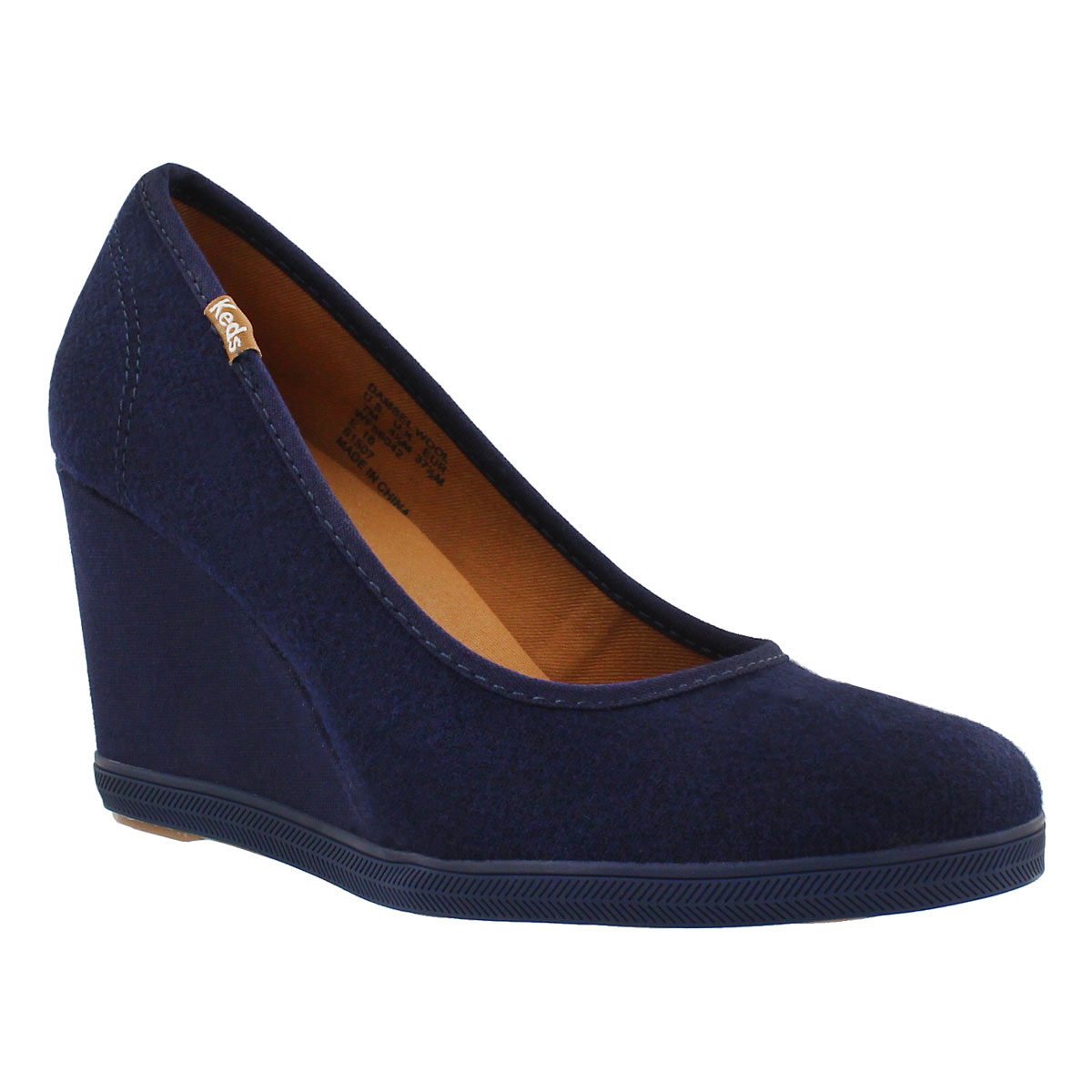 Lds Damsel Wool navy wedge