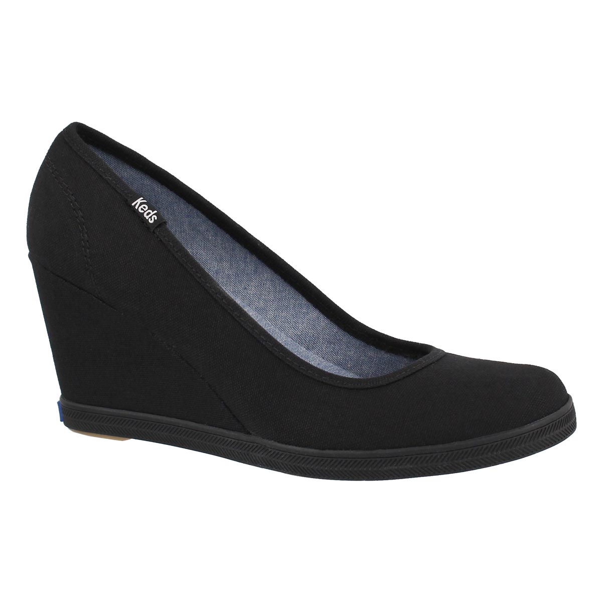 Women's DAMSEL black twill wedge shoe