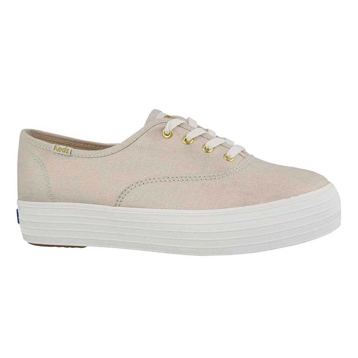 Espadrille Triple MetallicLinen, or, fem