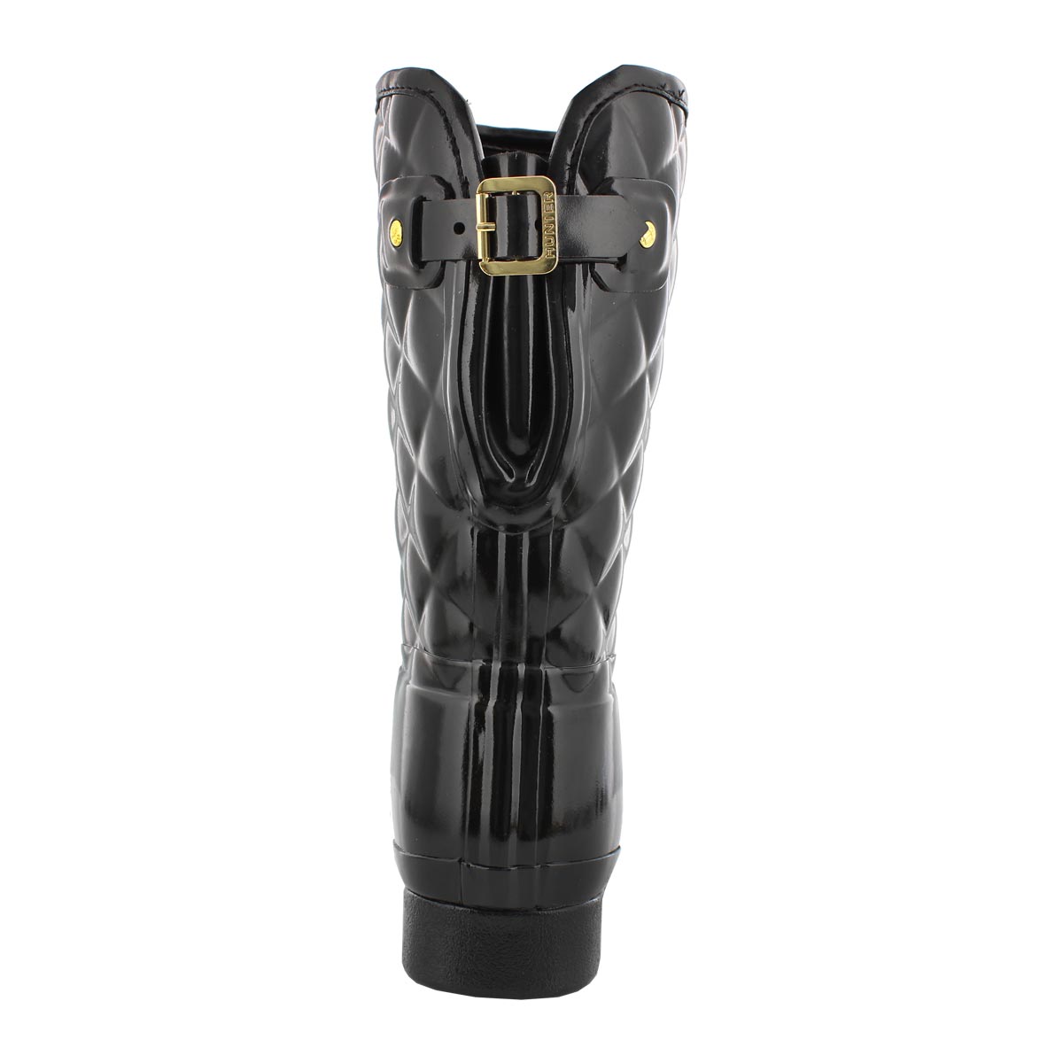 refined high gloss quilted short waterproof rain boot hunter