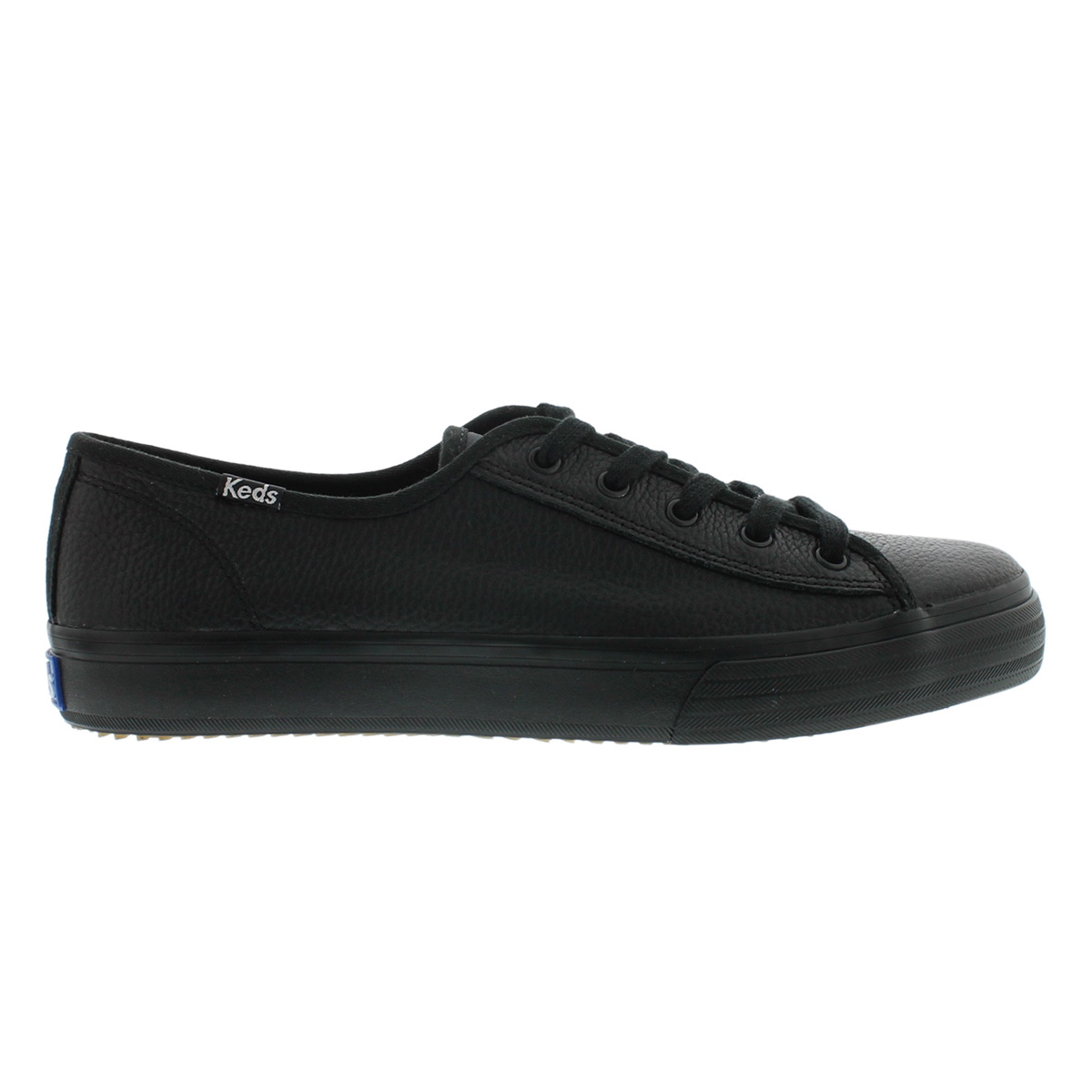 Lds Double Up blk leather sneaker