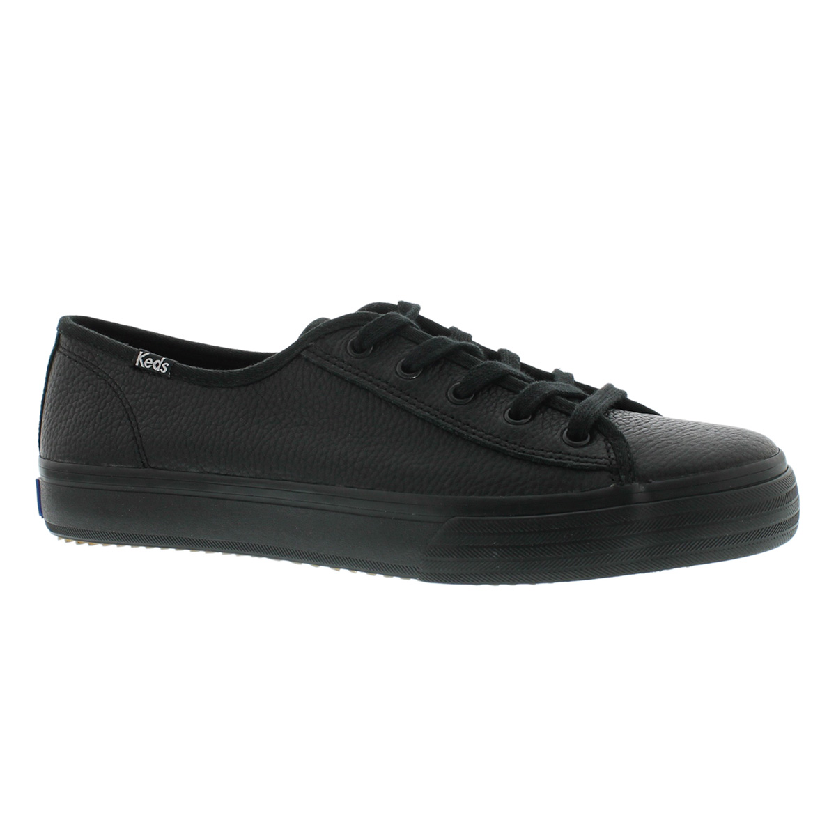 Lds Double Up blk leather sneaker