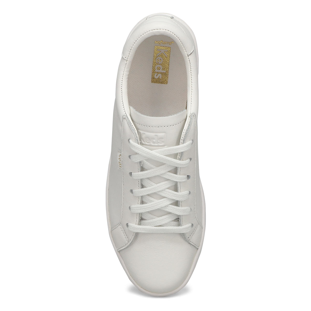 Keds Women's ACE white/coral leather lace up | SoftMoc.com