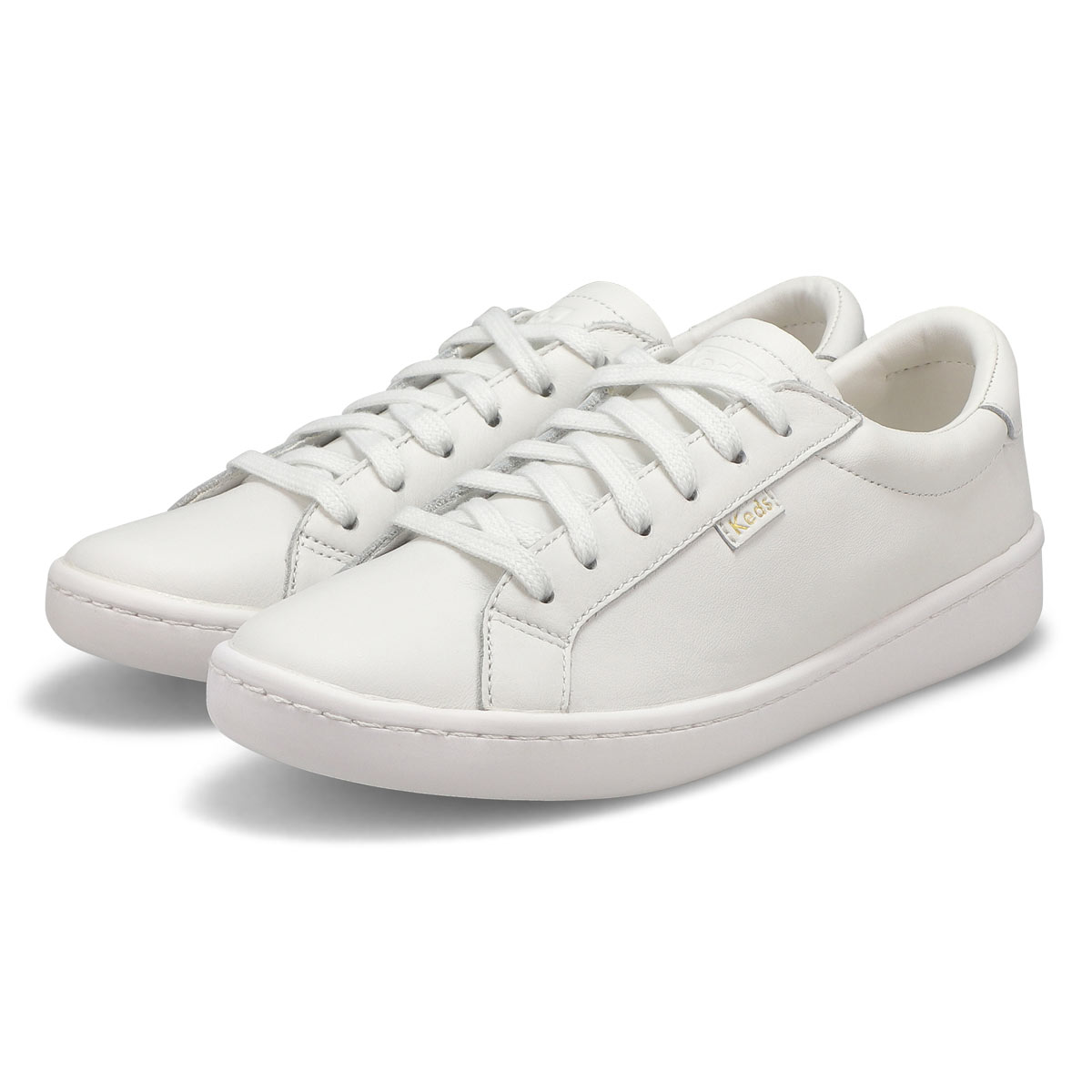 Lds Ace white/white lthr lace up sneaker