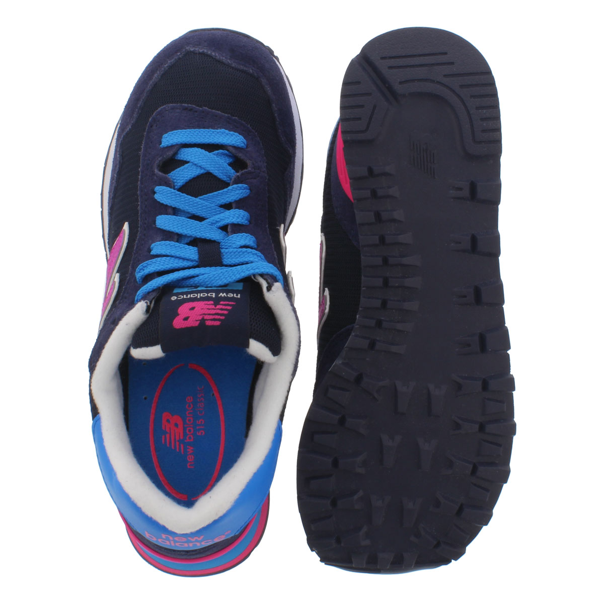 Lds 515 nvy/pnk lace up sneaker