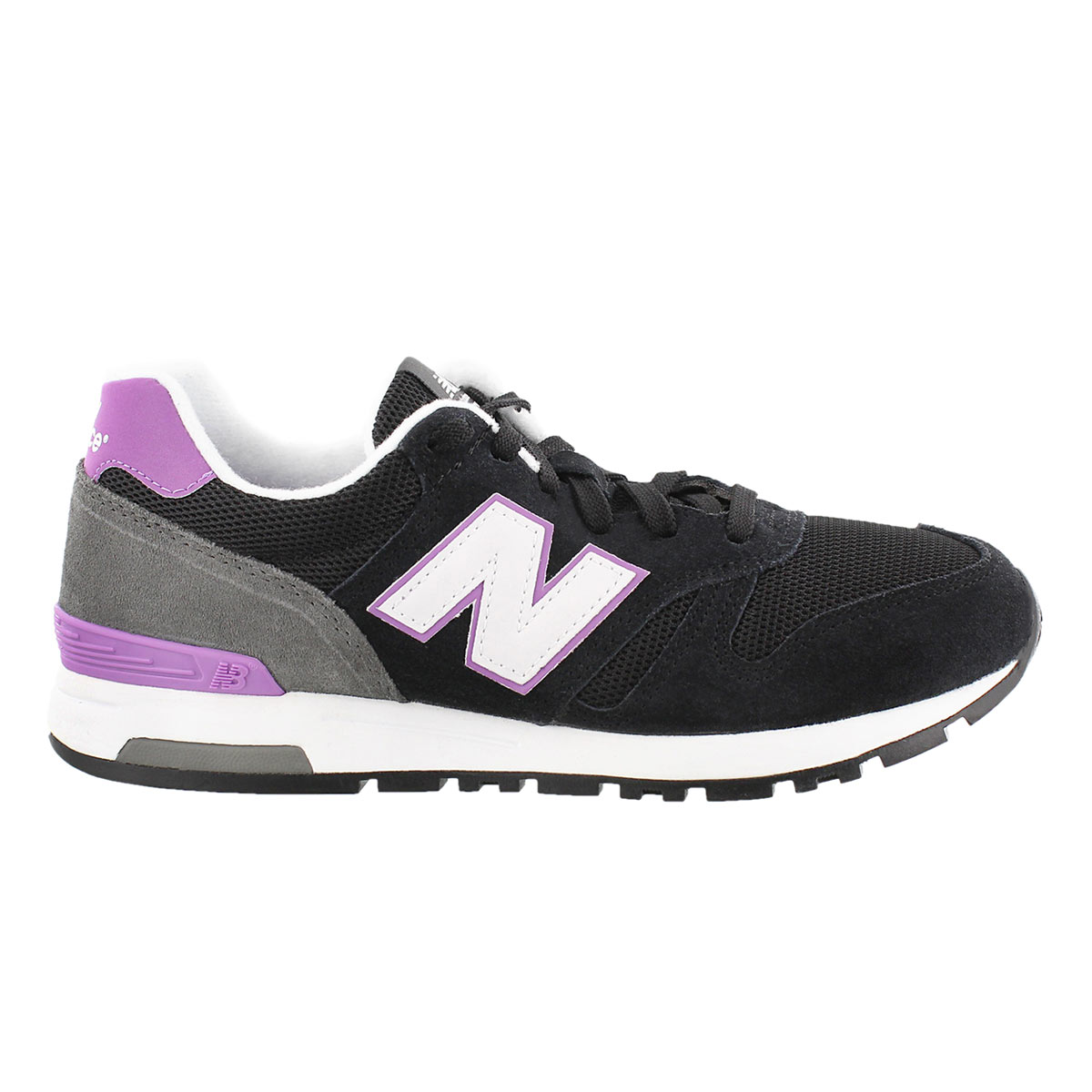 Lds 565 blk/purple lace up sneaker