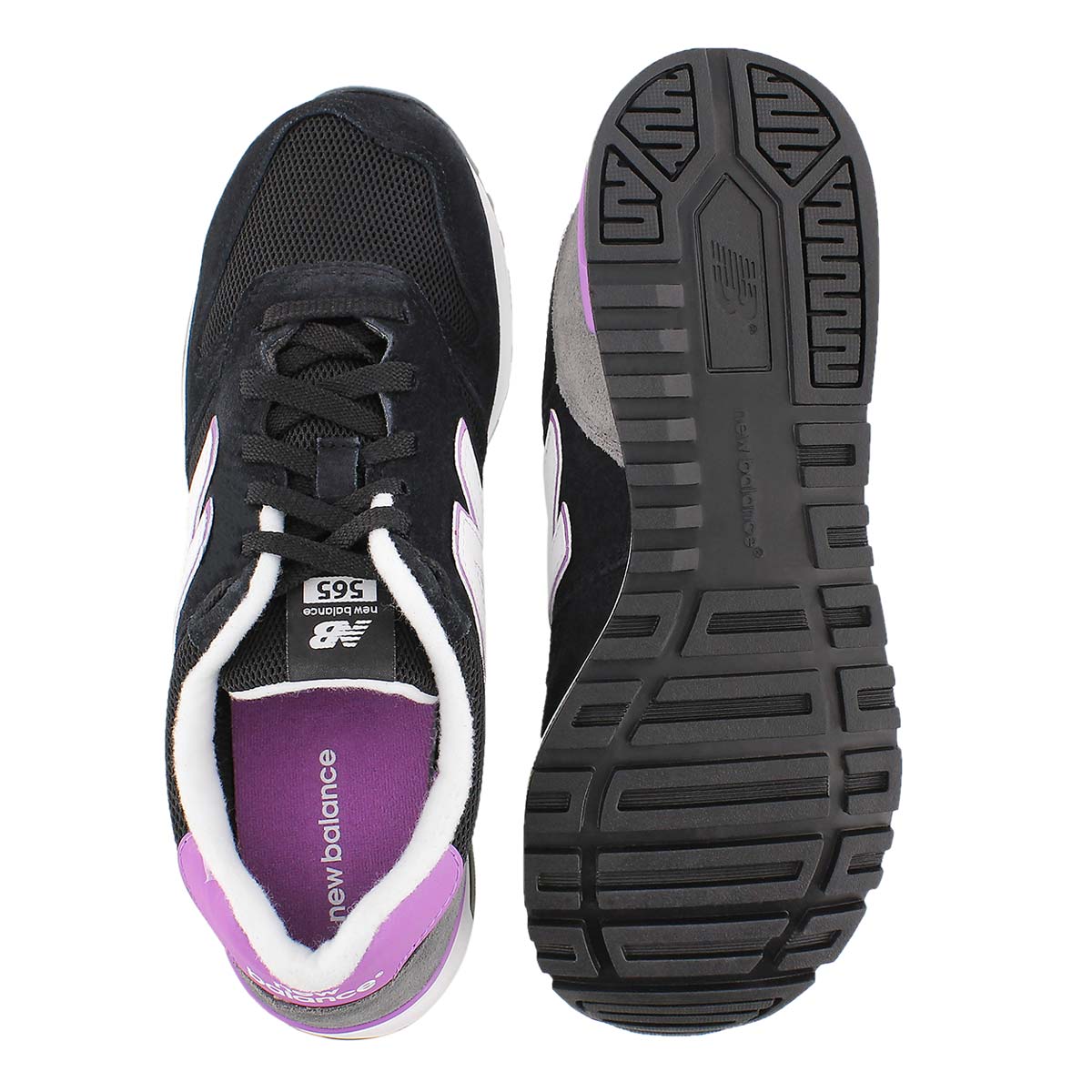 Lds 565 blk/purple lace up sneaker