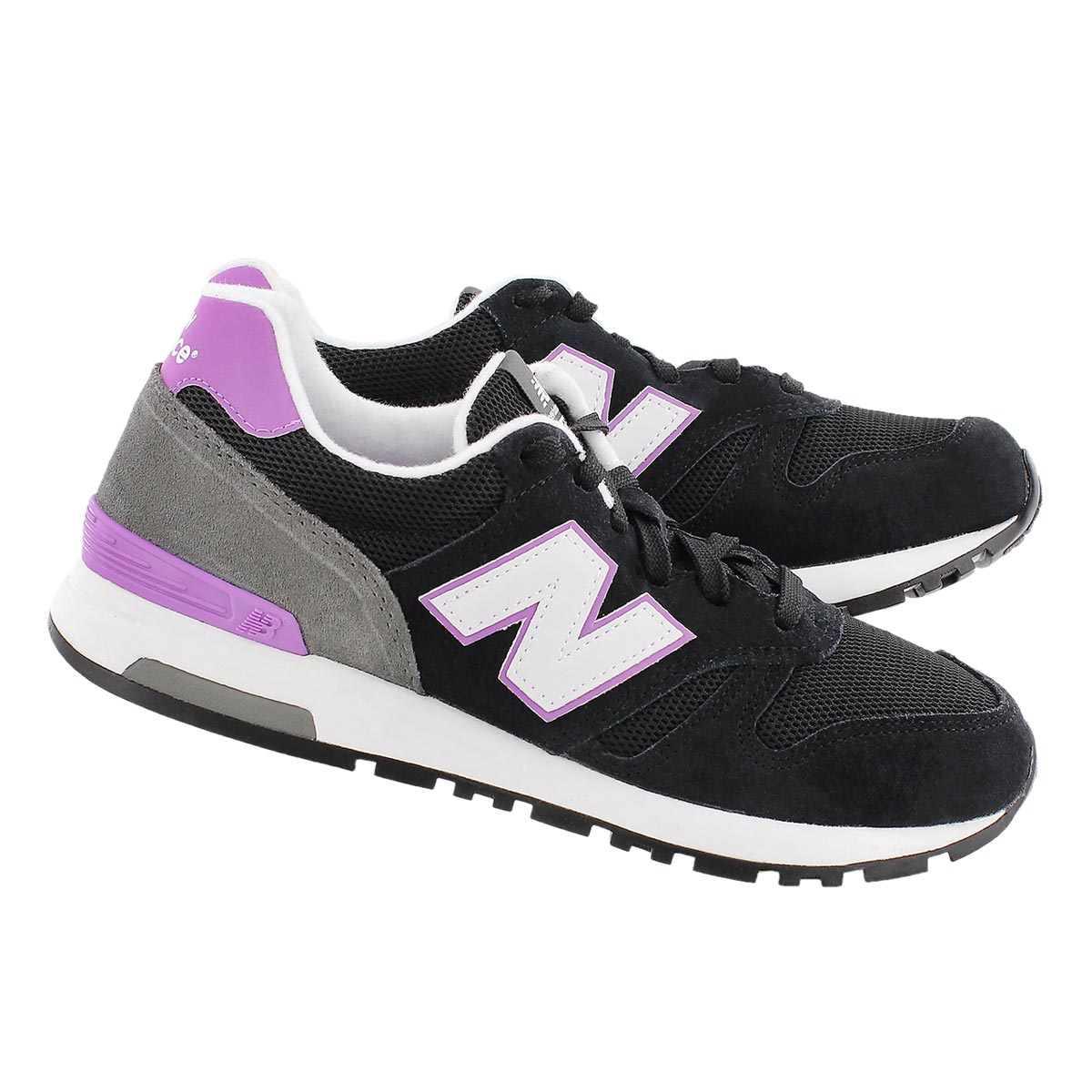 Lds 565 blk/purple lace up sneaker