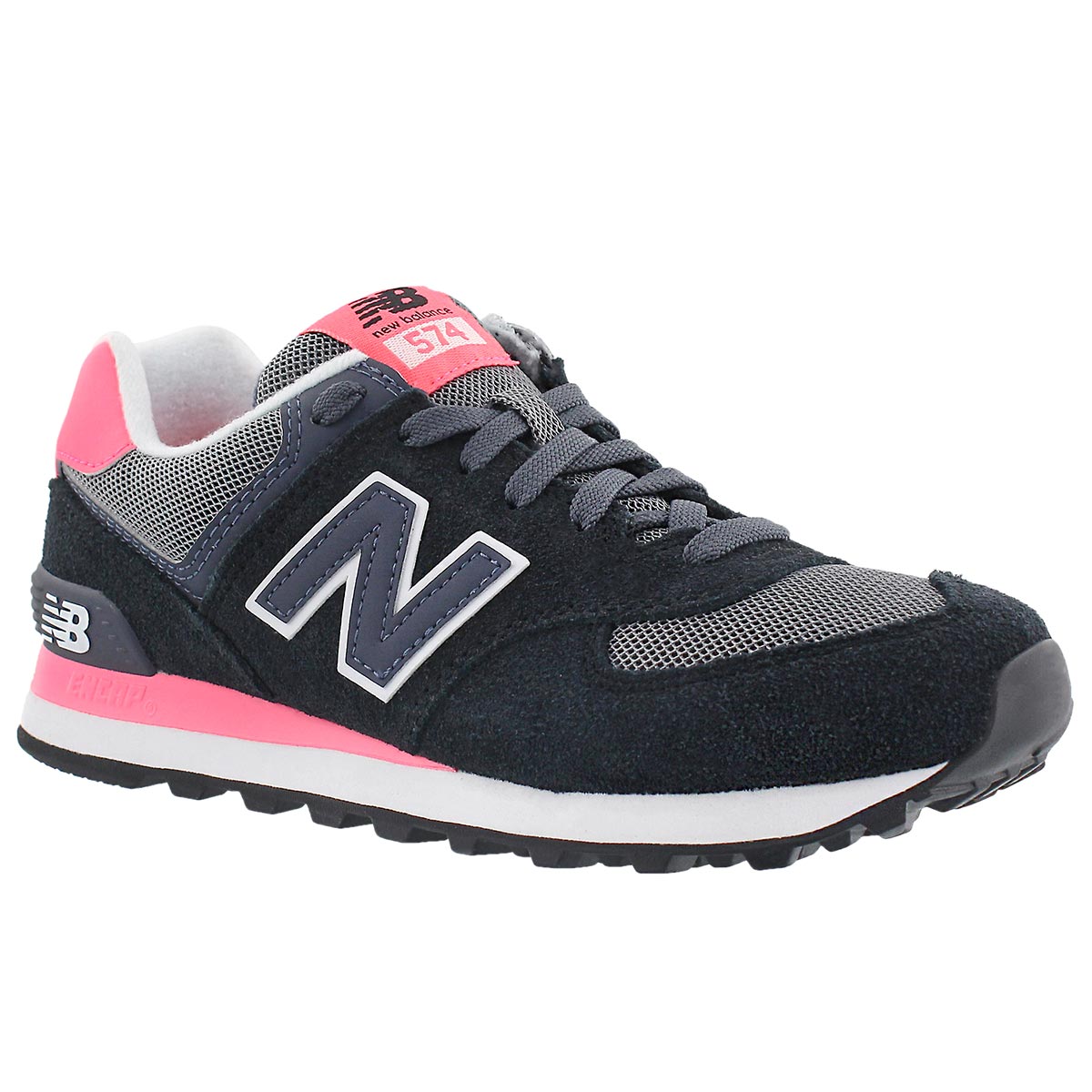 Women's 574 black/coral lace up sneakers