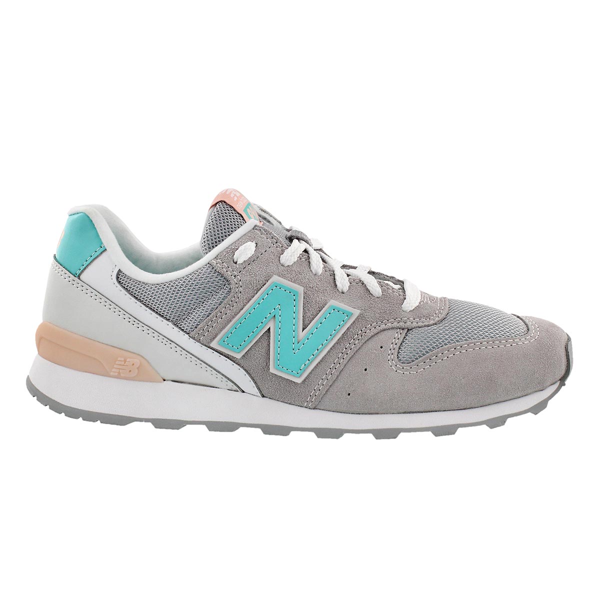 Lds 996 grey/white/teal lace up sneaker