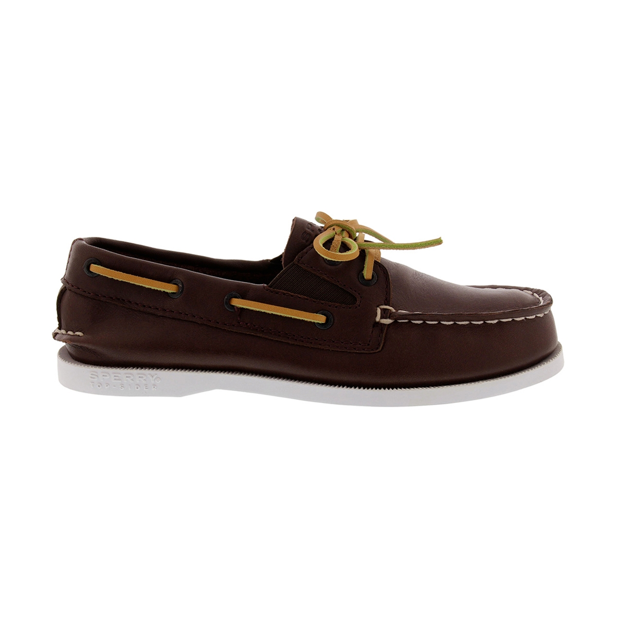Bys A/O Slip On brown lthr boat shoe