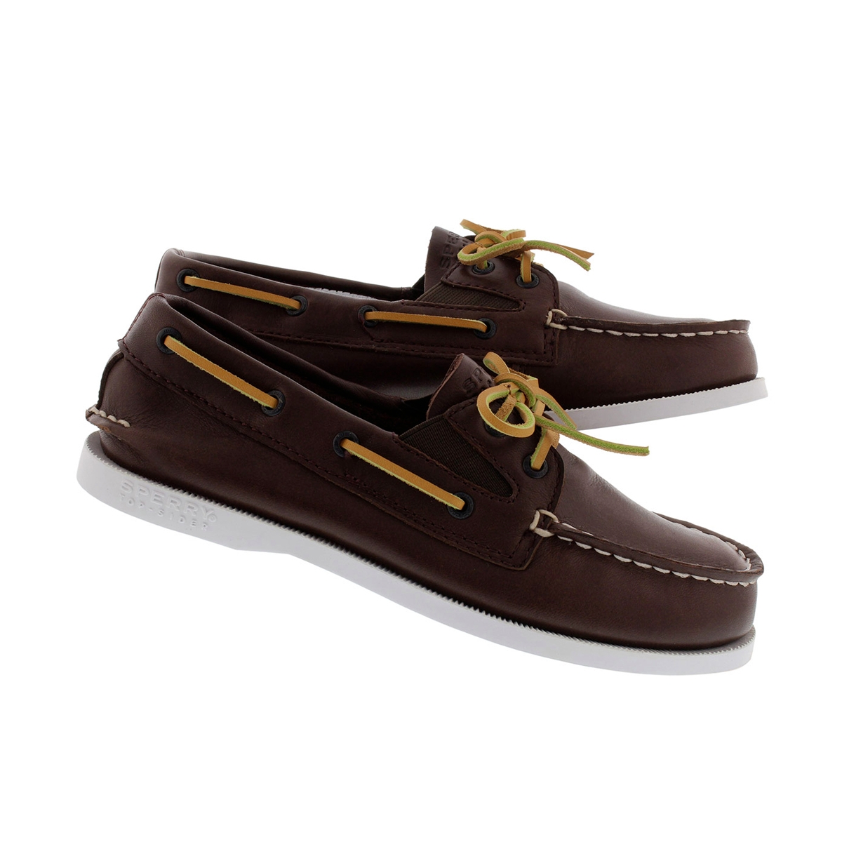 Bys A/O Slip On brown lthr boat shoe