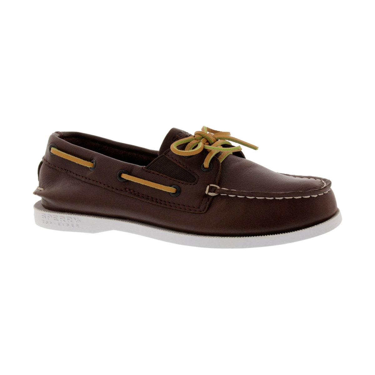 Bys A/O Slip On brown lthr boat shoe