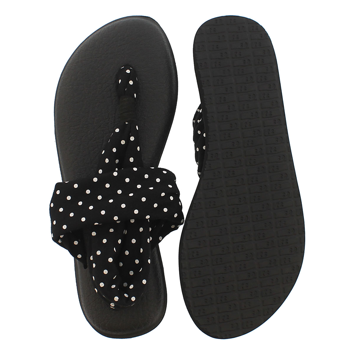 Lds Yoga Sling blk/wht dots print thong