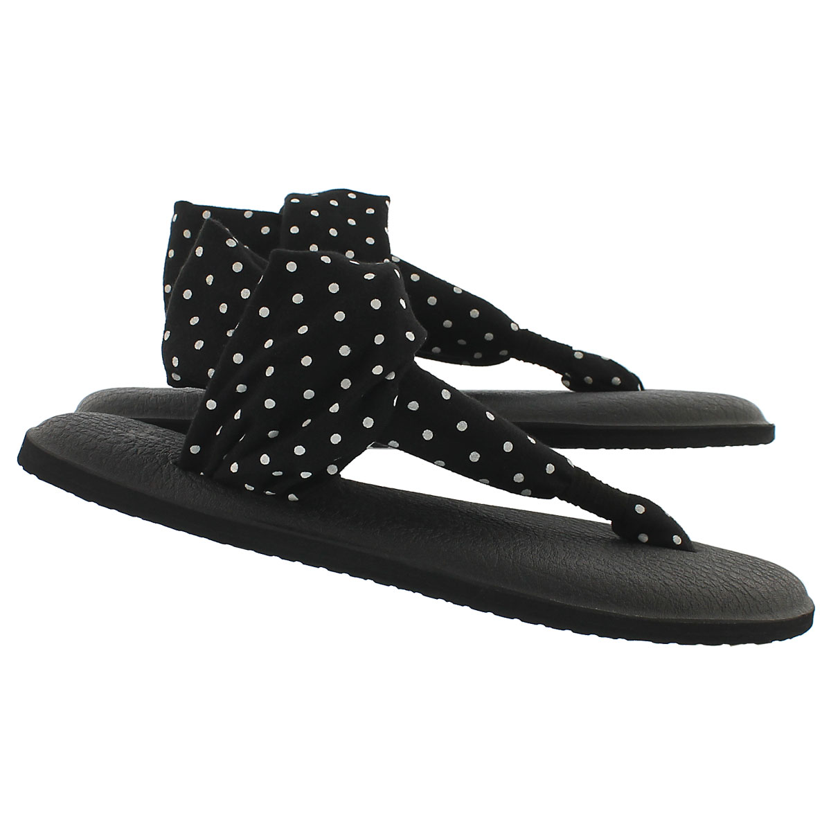 Lds Yoga Sling blk/wht dots print thong
