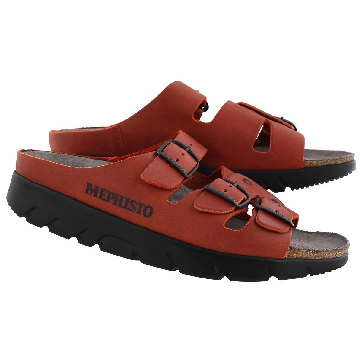 Lds Zach red cork footbed slide
