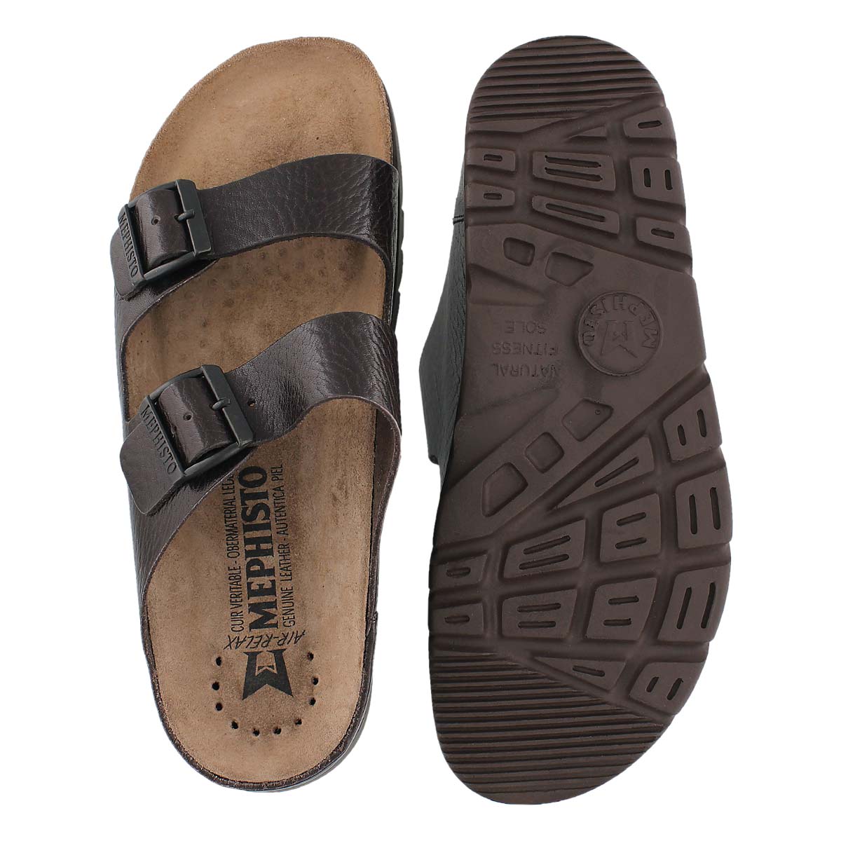 Mns Zonder dk brn cork footbed sandal