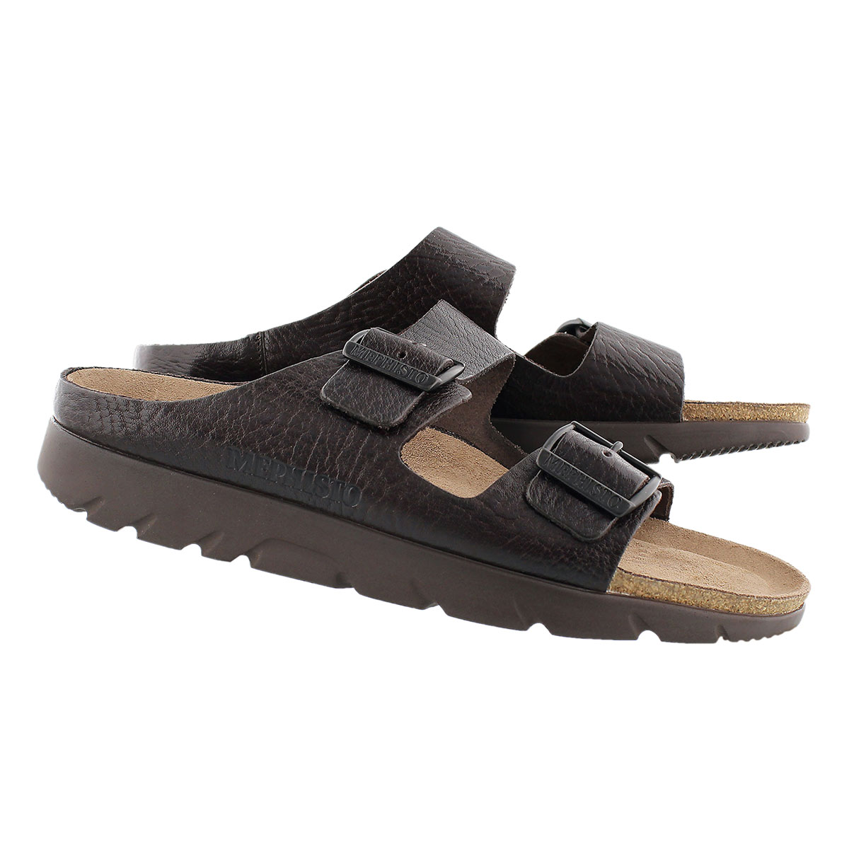 Mns Zonder dk brn cork footbed sandal