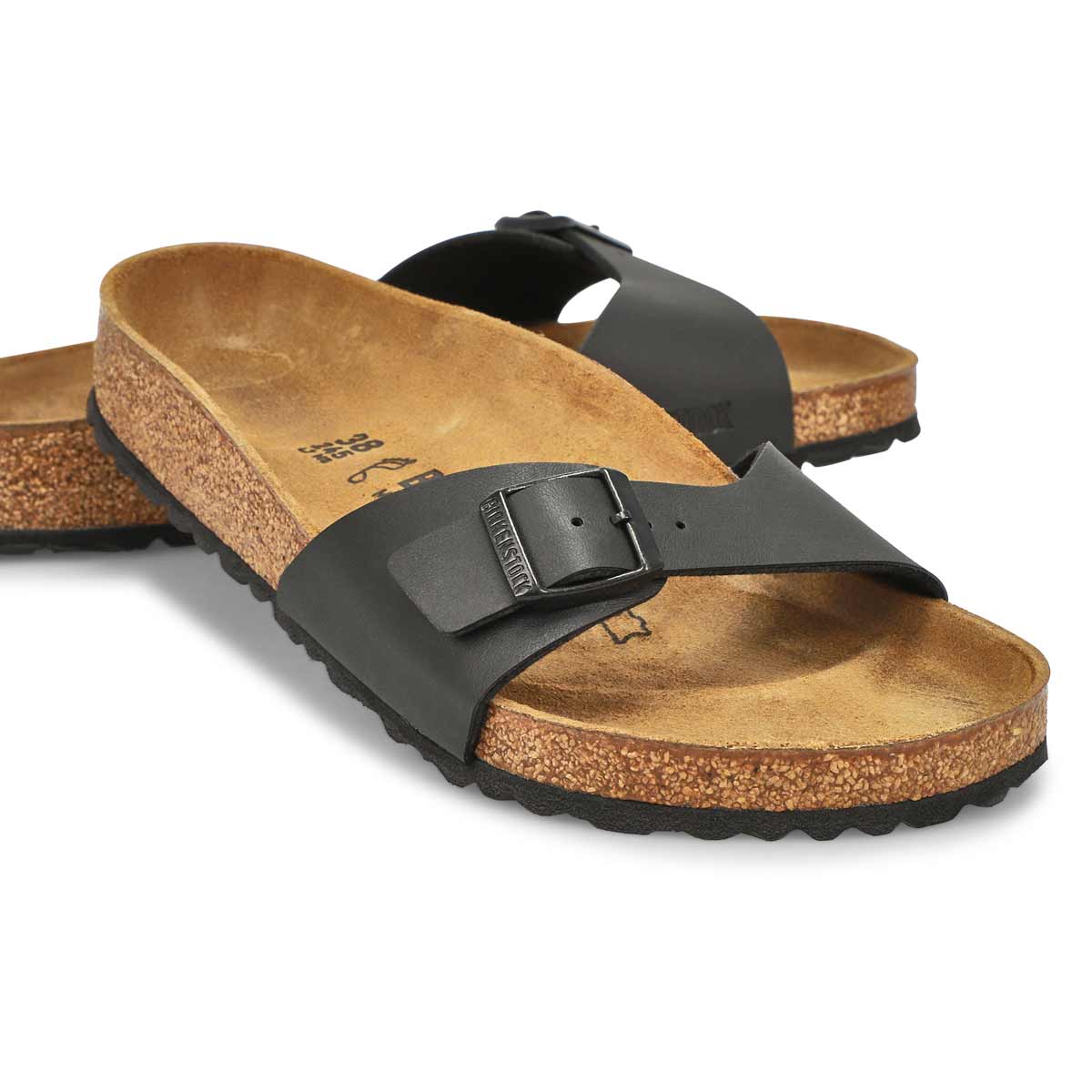 Women's Madrid Birko-Flor 1 Strap Sandal - Black