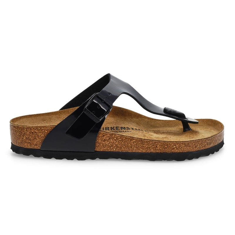 Women's GIZEH black patent thong sandals