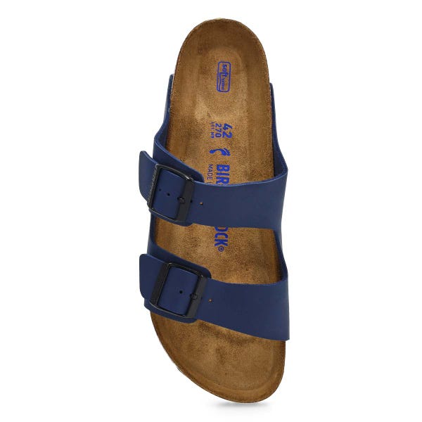 Men's Arizona Soft Footbed Birko-Flor 2-Strap Narrow Sandal - Blue