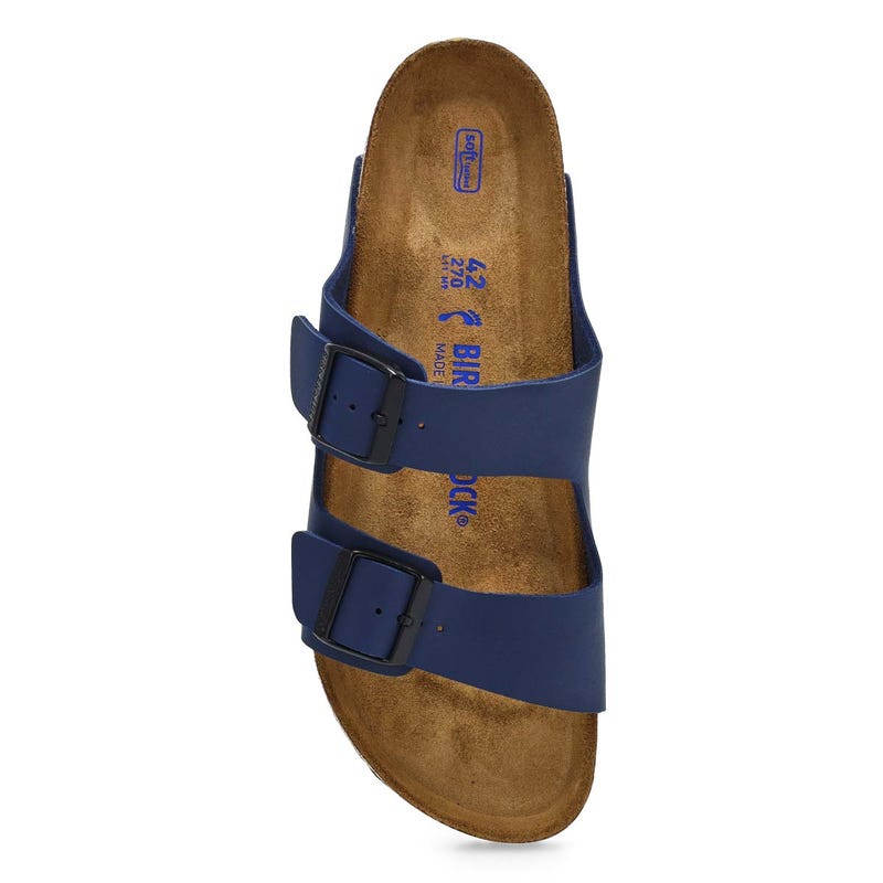 Men's Arizona Soft Footbed Birko-Flor 2-Strap Narrow Sandal - Blue