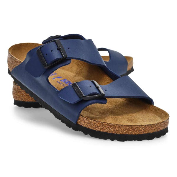 Men's Arizona Soft Footbed Birko-Flor 2-Strap Narrow Sandal - Blue