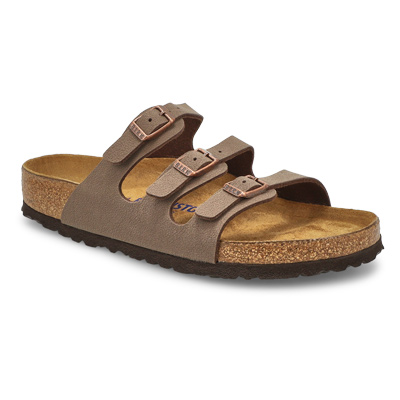 Lds Florida Birkibuc 3 Strap Cork Footbed Sandal - Mocha