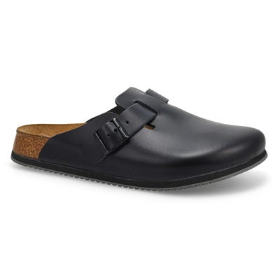 Mns Boston Super Grip Leather Clog - Black