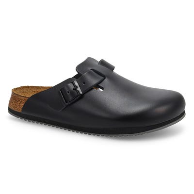 Sabot en cuir Boston Super Grip pour femme - Noir