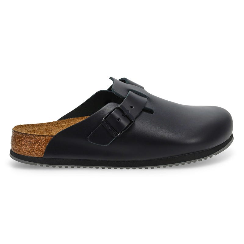 Sabot en cuir Boston Super Grip pour femme - Noir