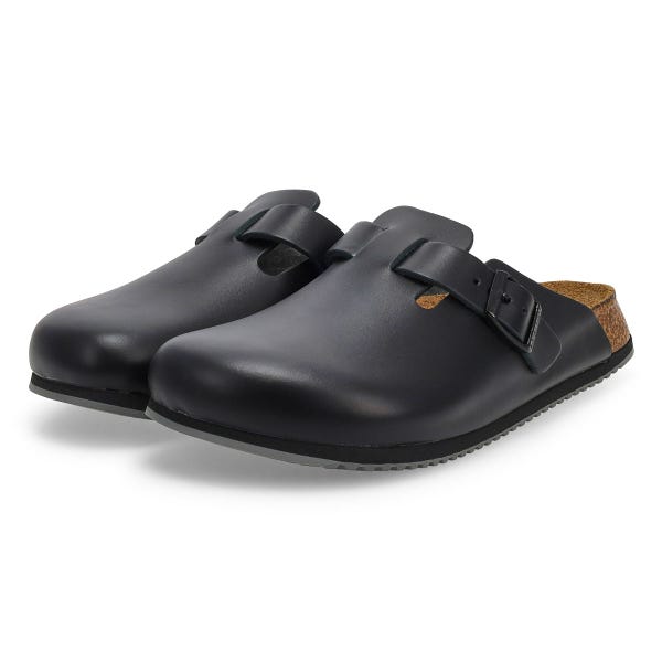 Sabot en cuir Boston Super Grip pour femme - Noir