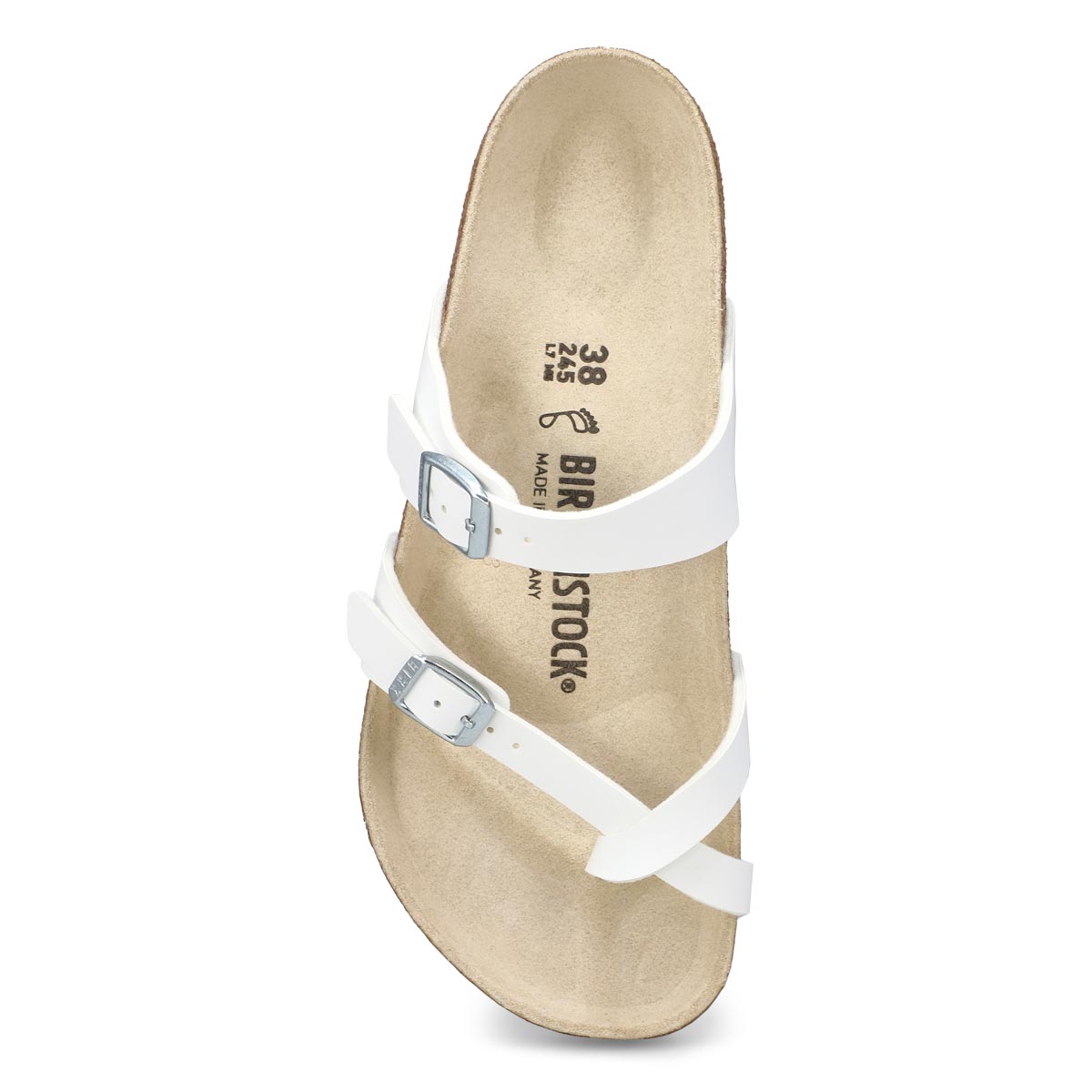 Womens Mayari Birko-Flor Toe Sleeve Sandal - Pearl White