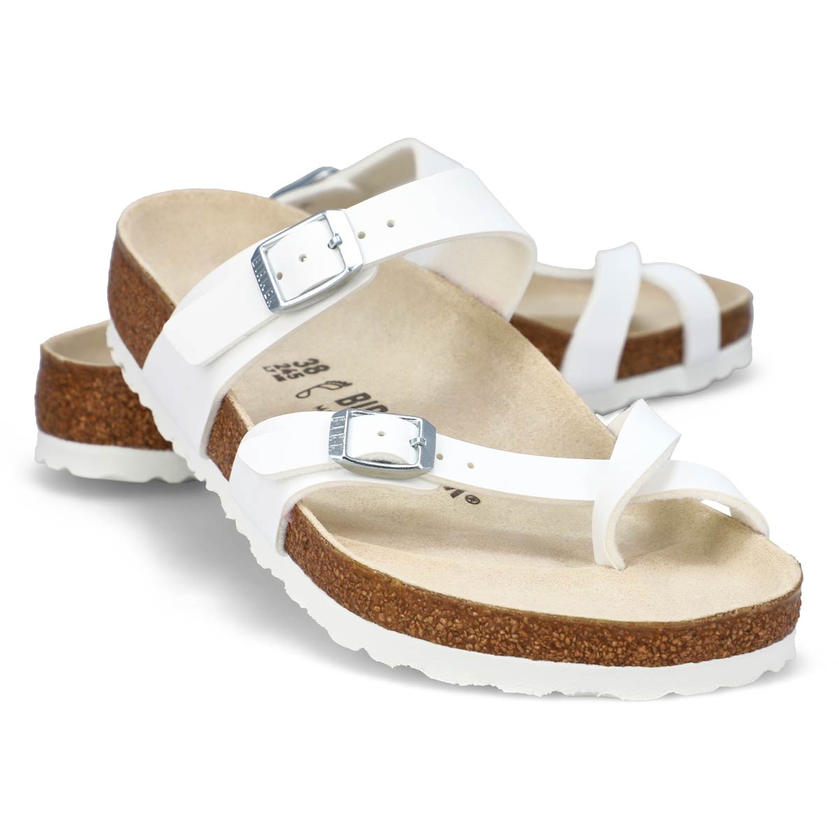 Womens Mayari Birko-Flor Toe Sleeve Sandal - Pearl White
