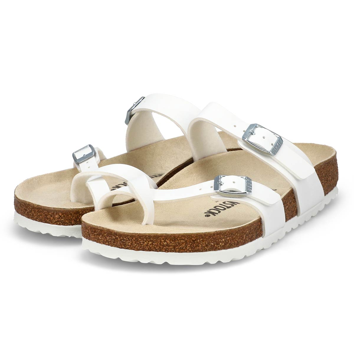 Womens Mayari Birko-Flor Toe Sleeve Sandal - Pearl White
