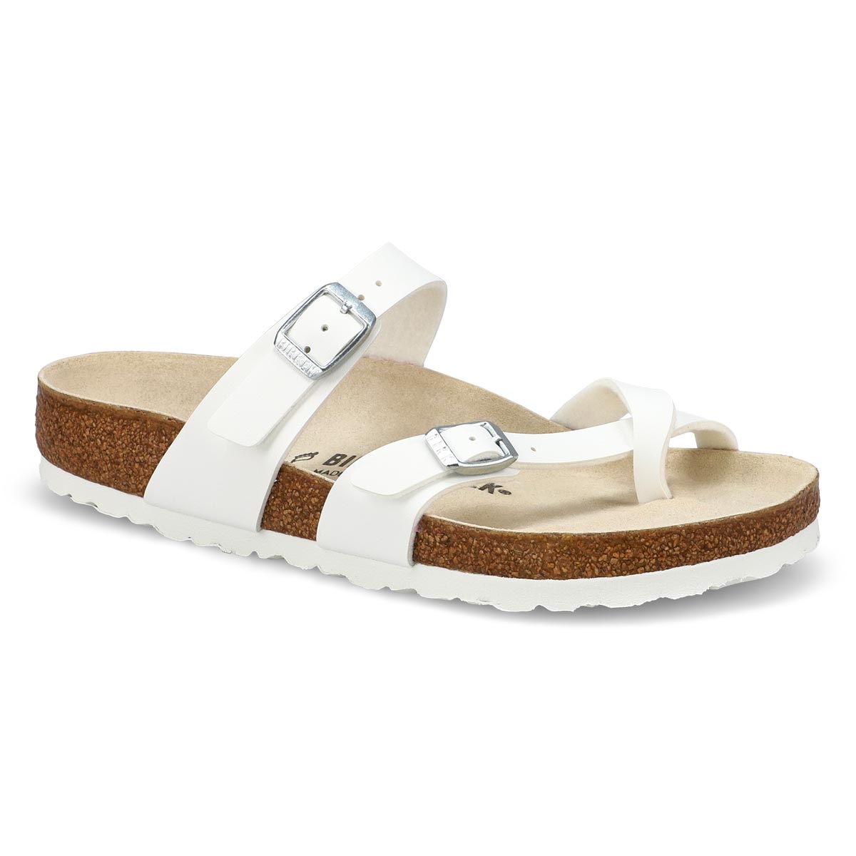 Womens Mayari Birko-Flor Toe Sleeve Sandal - Pearl White