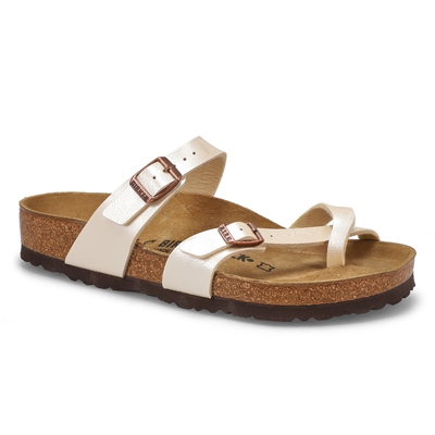 Lds Mayari Birko-Flor Toe Sleeve Sandal - Pearl White