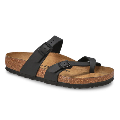 Lds Mayari Birko-Flor Toe Loop Sandal - Black