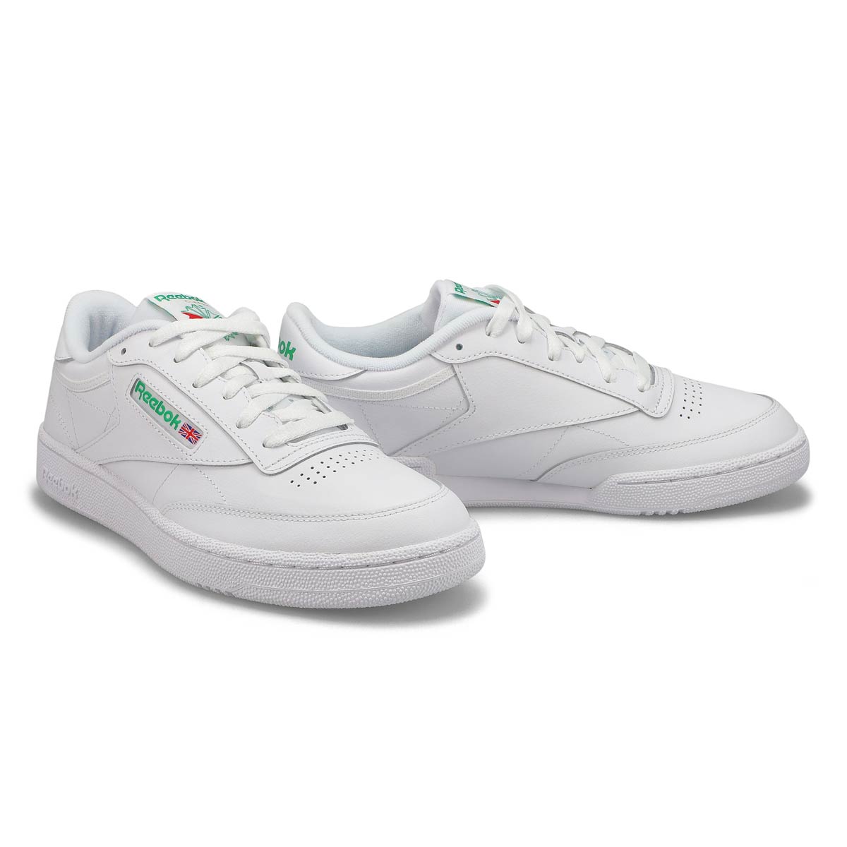 Baskets à lacets CLUB C 85, blanc/vert, hommes