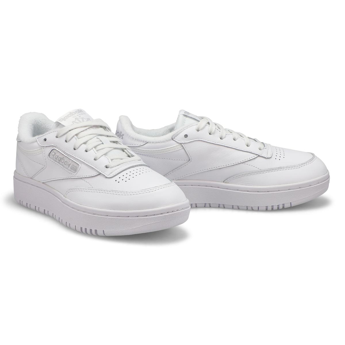 Women's Club C Double Lace Up Sneaker - White/White/Cloud Grey