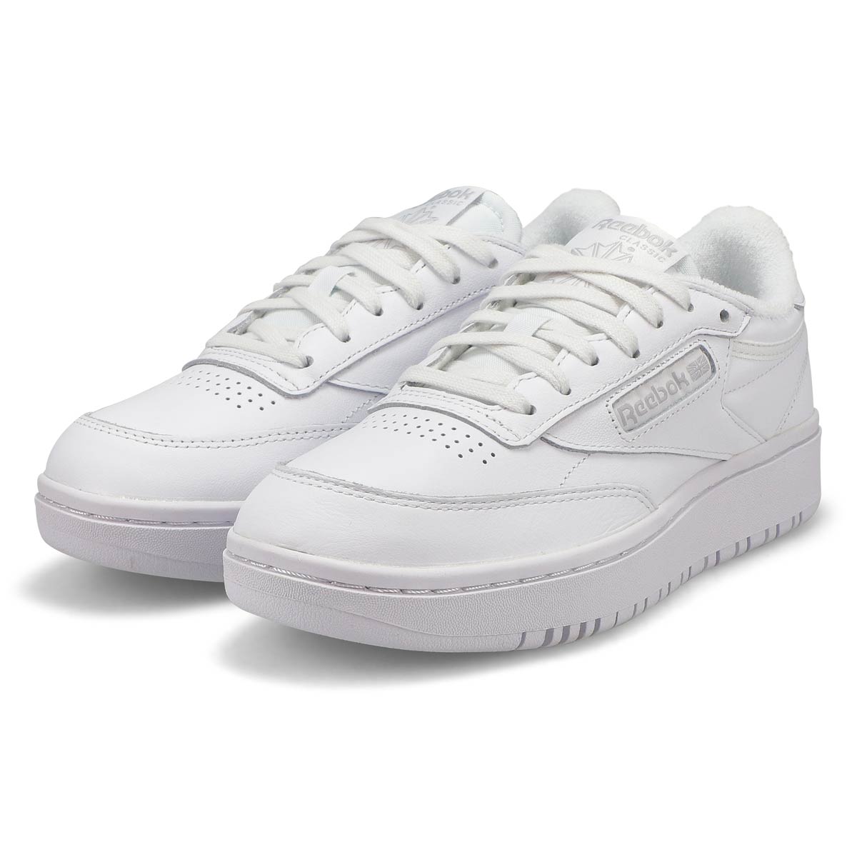 Women's Club C Double Lace Up Sneaker - White/White/Cloud Grey