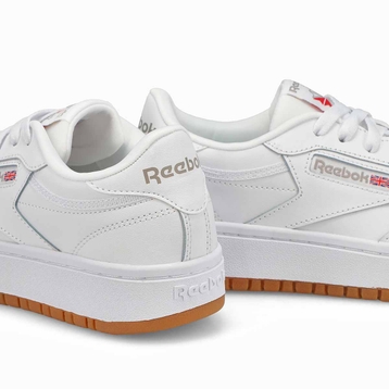 Kids' Club C Double Lace Up Sneaker - White/White