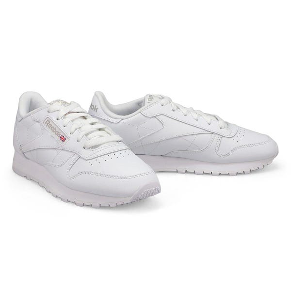 Baskets en cuir CLASSIC LEATHER, blanc/gris, femmes