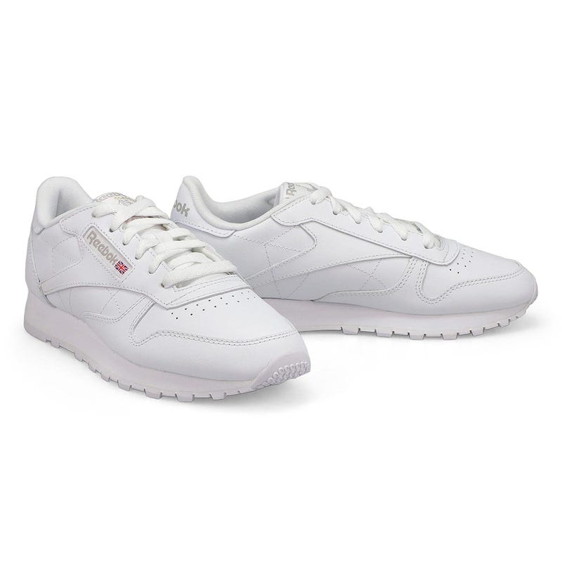 Baskets en cuir CLASSIC LEATHER, blanc/gris, femmes