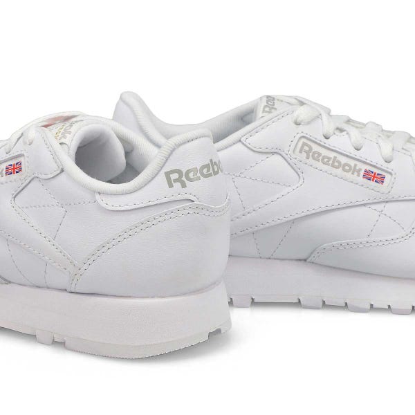 Baskets en cuir CLASSIC LEATHER, blanc/gris, femmes